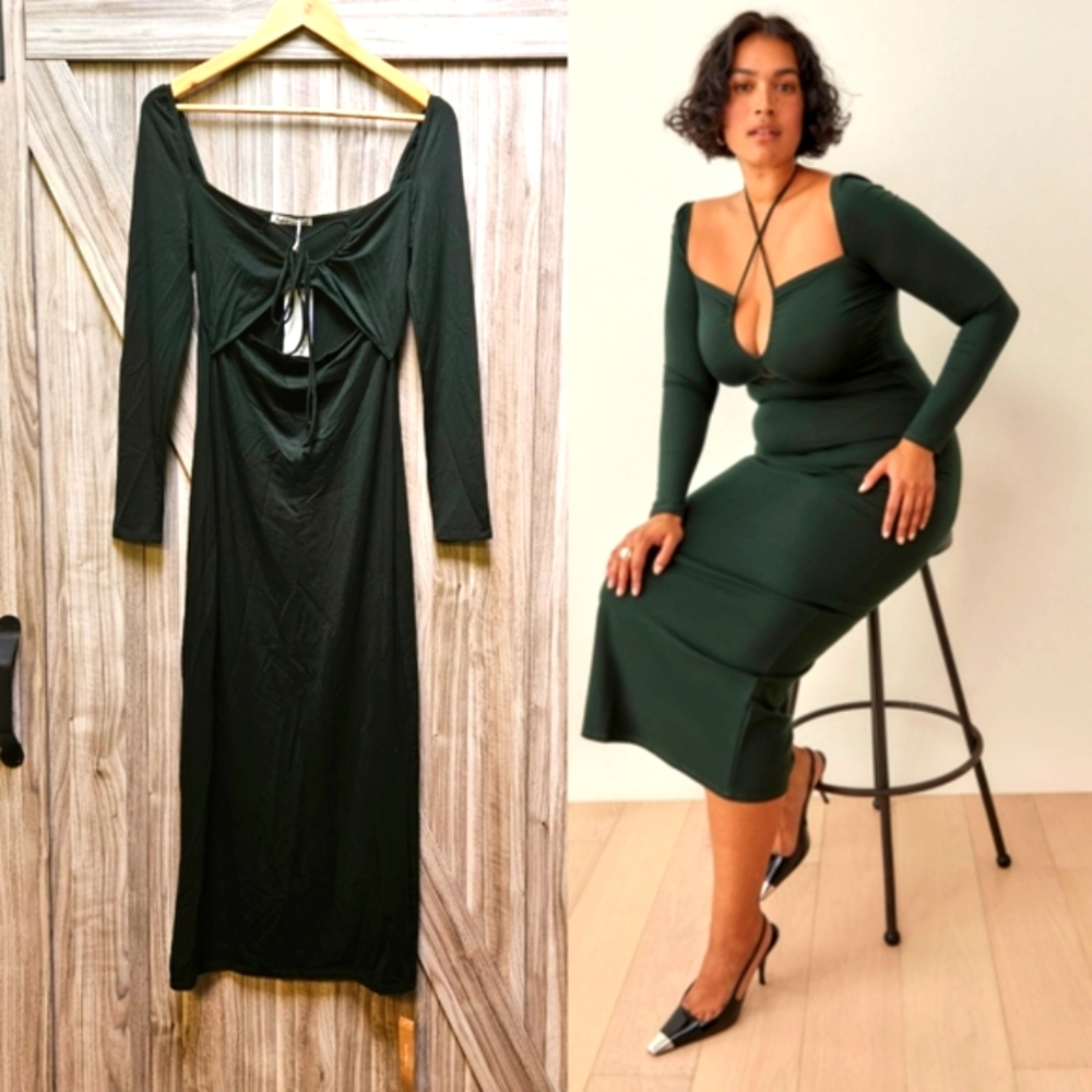 Reformation Alexei Dress Forest Green